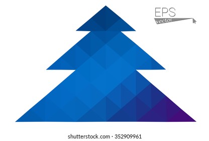 Dark blue, pink low poly style christmas tree vector illustration consisting of triangles.Abstract triangular polygonal origami or crystal design of New Years celebration.Isolated on white background