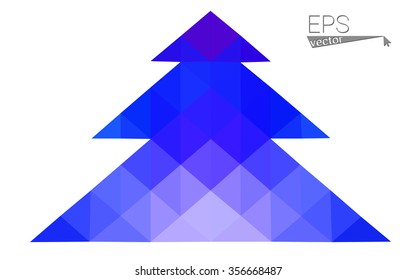 Dark blue, pink low poly style christmas tree vector illustration consisting of triangles.Abstract triangular polygonal origami or crystal design of New Years celebration.Isolated on white background