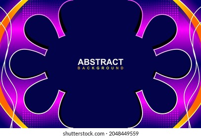 dark blue, pink, yellow, purple and orange vector background. Abstract gradient background. flower shape illustration background with dots, lines and light.