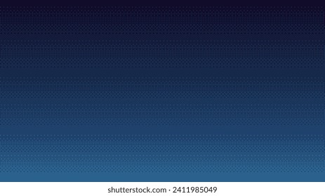 Dark blue pixel art gradient background. 8-bit style dithering seamless vector backdrop.
