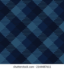 Dark blue plaid pattern, repeatable and seamless 