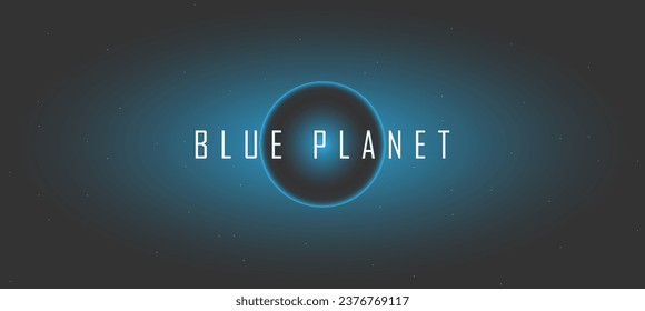 Planeta azul oscuro con fondo estelar.