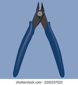 Dark Blue Pliers On Blue Background