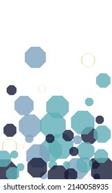 Dark Blue Polygon Background White Vector. Cell Communication Texture. Graphic Mosaic. Gold Atom Digital. Honeycomb Illustration.