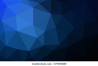 Dark blue polygonal illustration, which consist of triangles. Triangular design for your business. Creative geometric background in Origami style with gradient.