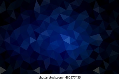 Dark blue polygonal illustration, which consist of triangles. Geometric background in Origami style with gradient. Triangular design for your business.