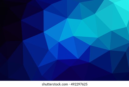 Dark blue polygonal illustration, which consist of triangles. Triangular design for your business. Creative geometric background in Origami style with gradient.