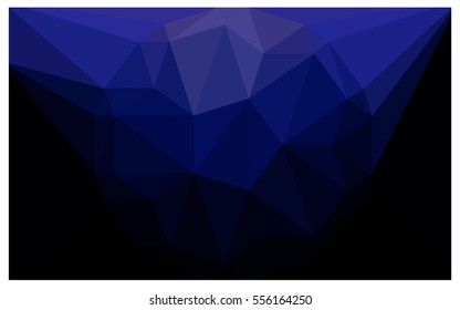 DARK BLUE polygonal illustration, which consist of triangles with a gemstone in center. Triangular design of a huge diamond for your business. Creative geometric background of gems.
