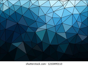 Dark blue polygonal texture with black stroke. Polygonal vector background.