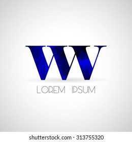 Dark blue Polygonal W Letter, design for Corporate Business Identity, alphabet letter