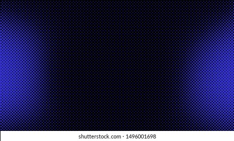 Dark blue pop art background in retro comic style with halftone dots, vector illustration of backdrop with isolated dots