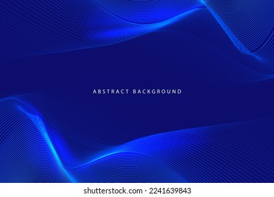 dark blue premium abstract backgroun design with strock line wave for web banner poster flyer
