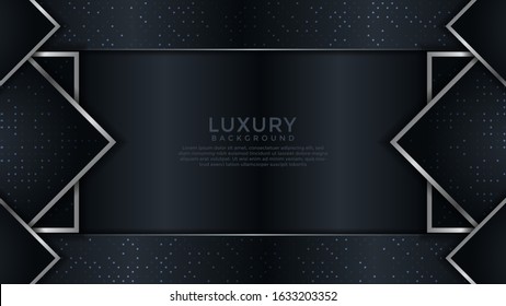 Dark Blue Premium abstract background silver lines isolated on dark blue background. Premium Vector. Eps 10