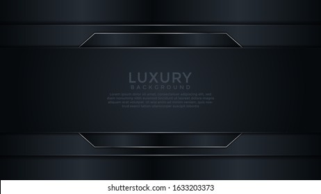 Dark Blue Premium abstract background silver lines isolated on dark blue background. Premium Vector. Eps 10