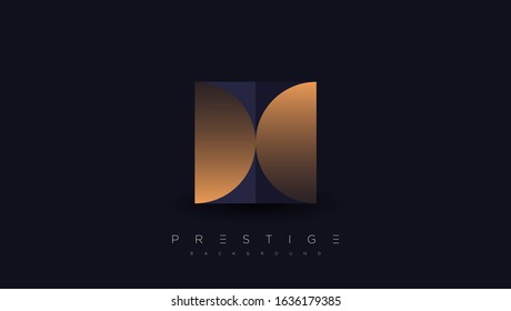 Dark blue premium background with luxury golden geometric elements triangle, circle etc. Prestige background for poster, banner, flyer, cover etc. Vector EPS