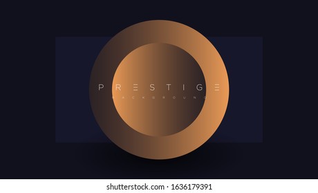 Dark blue premium background with luxury golden geometric elements triangle, circle etc. Prestige background for poster, banner, flyer, cover etc. Vector EPS