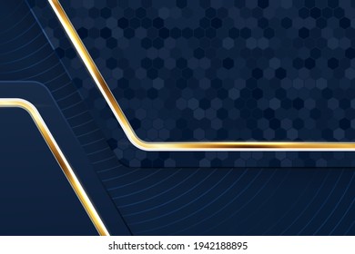 Dark blue Premium background with luxury polygonal pattern and gold