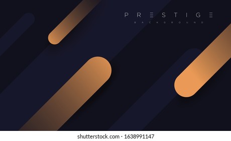Dark blue premium minimalist background with luxury golden geometric elements triangle, circle etc. Prestige background for poster, invitation card, banner, flyer, cover etc. Vector EPS
