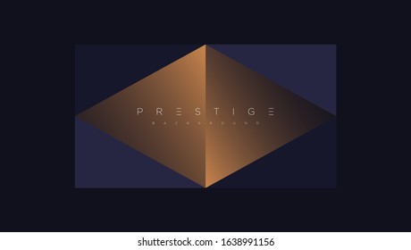 Dark blue premium minimalist background with luxury golden geometric elements triangle, circle etc. Prestige background for poster, invitation card, banner, flyer, cover etc. Vector EPS
