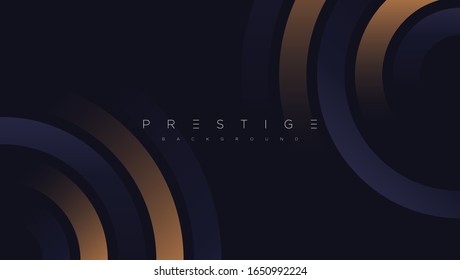 Dark blue premium minimalist background and luxury golden geometric elements triangle  circle etc  Prestige background for poster  invitation card  banner  flyer  cover etc  Vector EPS