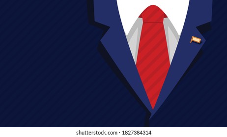dark blue president formal suit red tie