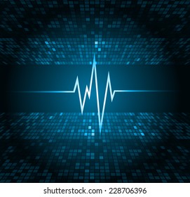 Dark blue pulse Light Abstract Technology background for computer graphic website and internet. 