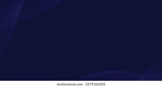 Dark blue and purple gradient abstract background. Line pattern with glowing waves, animated colorful line design elements, modern banner, Future technology and presentation ideas.