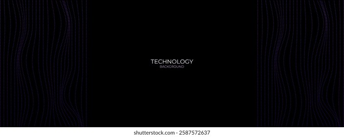 Dark blue purple technology abstract wavy halftone dots background