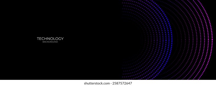 Dark blue purple technology abstract wavy halftone dots background