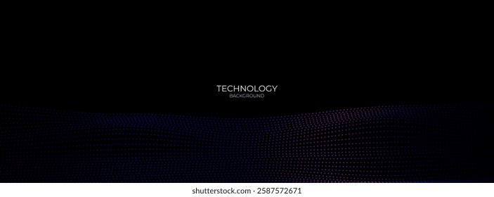 Dark blue purple technology abstract wavy halftone dots background