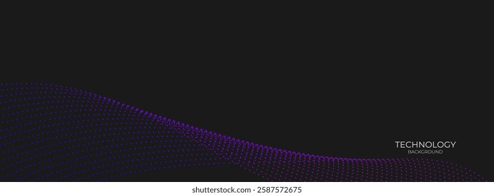 Dark blue purple technology abstract wavy halftone dots background