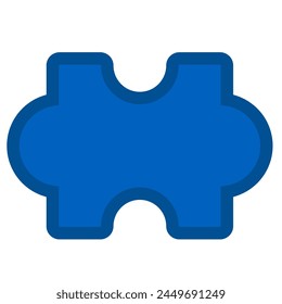 Dark blue puzzle piece icon. Games challenge, business process stroked flat element for modern and retro design. Simple color vector pictogram isolated on white background