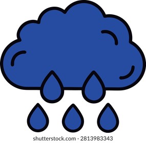 Dark Blue Rain Cloud Weather Icon Illustration