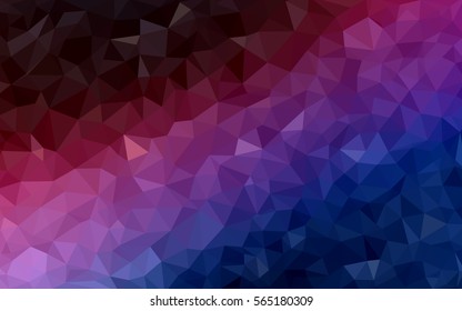 Dark Blue Red abstract textured polygonal background. Vector blurry triangle design. Pattern can be used for background.