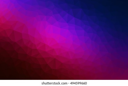 Dark blue, red blurry triangle background. Geometric illustration in Origami style with gradient.  The template can be used as a background for cell phones.
