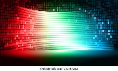 Dark blue red green Abstract light lamps background for Technology computer graphic website internet and business.. Screen on stage. Vector illustration.Spot Effect. neon. point, platform, Spotlights