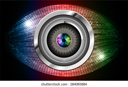 dark blue red green color Light Abstract Technology background for computer graphic website internet and business. circuit. vector illustration. infographics. eye eyeball.
