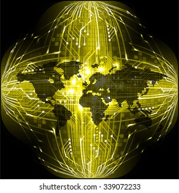 Dark blue red green Light Abstract Technology background for computer graphic website internet and business. circuit. vector illustration. infographics. motion move blur.neon. pixel. World Map, Global