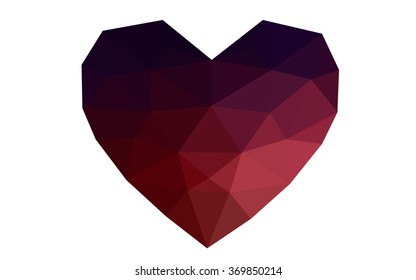 Dark blue, red heart isolated on white background. Geometric rumpled triangular low poly origami style gradient graphic illustration. Vector polygonal design for your business.