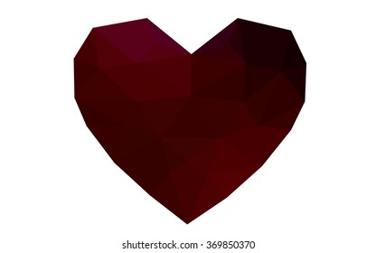 Dark blue, red heart isolated on white background. Geometric rumpled triangular low poly origami style gradient graphic illustration. Vector polygonal design for your business.