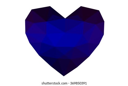 Dark blue, red heart isolated on white background. Geometric rumpled triangular low poly origami style gradient graphic illustration. Vector polygonal design for your business.