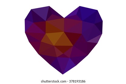 Dark blue, red heart isolated on white background. Geometric rumpled triangular low poly origami style gradient graphic illustration. Vector polygonal design for your business.