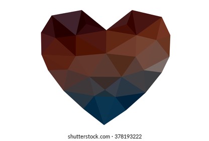Dark blue, red heart isolated on white background. Geometric rumpled triangular low poly origami style gradient graphic illustration. Vector polygonal design for your business.