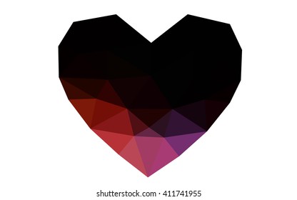 Dark blue, red heart isolated on white background. Geometric rumpled triangular low poly origami style gradient graphic illustration. Vector polygonal design for your business.
