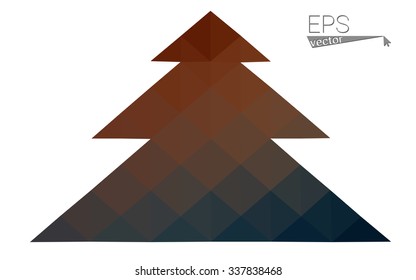 Dark blue, red low poly style christmas tree vector illustration consisting of triangles. Abstract triangular polygonal origami or crystal design of New Years celebration. Isolated on white background