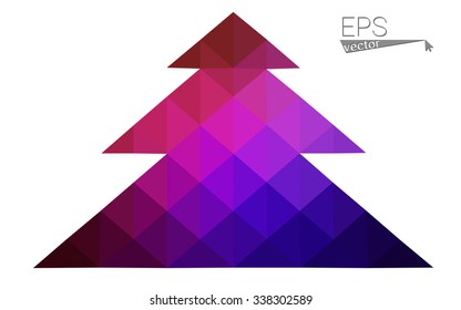 Dark blue, red low poly style christmas tree vector illustration consisting of triangles. Abstract triangular polygonal origami or crystal design of New Years celebration. Isolated on white background Dark blue, red low poly style christmas tree vector illustration consisting of triangles. Abstract triangular polygonal origami or crystal design of New Years celebration. Isolated on white background