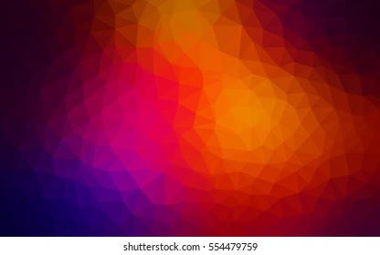 Dark Blue Red Low poly crystal background. Polygon design pattern. Low poly vector illustration, low polygon background.