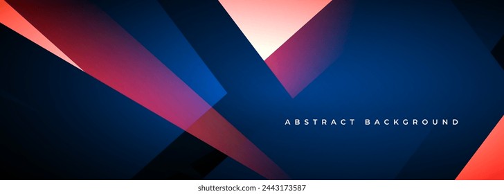 Dark blue and red modern abstract wide banner with geometric shapes. Red and dark blue 3D abstract background. Vector illustration