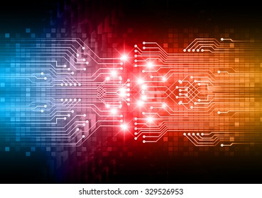 Dark blue red orange color Light Abstract Technology background for computer graphic website internet and business. circuit. vector illustration. infographics. motion move blur.neon. pixel.