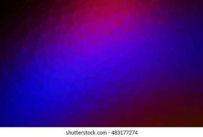 Dark blue, red polygon abstract template. A completely new color illustration in a vague style. Triangular pattern for your business design.